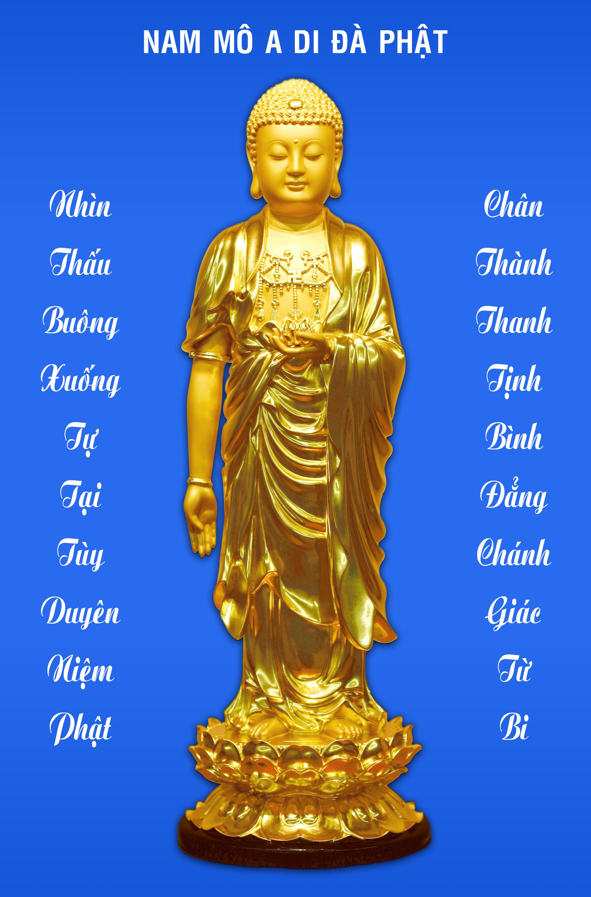Hãy cùng ngắm nhìn hình ảnh đầy trang nghiêm của A Di Đà Phật trong không gian linh thiêng để cảm nhận sự thanh tịnh trong tâm hồn.